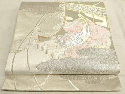平和屋着物◎六通柄袋帯 唐織 女人文 金銀糸 正絹 逸品 AAAM3555sx