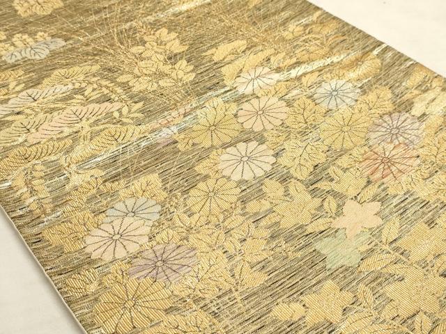 平和屋着物◎六通柄袋帯 草花文 金糸 正絹 逸品 AAAM3578sx