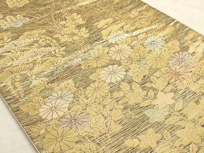 平和屋着物◎六通柄袋帯 草花文 金糸 正絹 逸品 AAAM3578sx