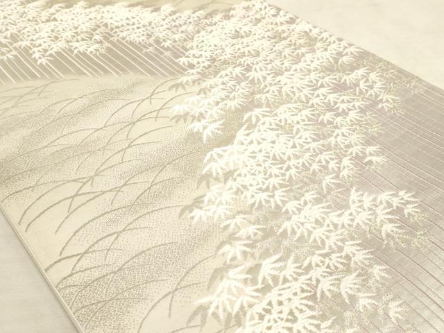 平和屋着物◎六通柄袋帯 唐織 竹林 銀糸 正絹 逸品 AAAM3617sx