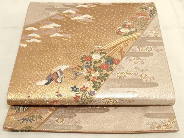 平和屋着物◎六通柄袋帯 慶長小袖文 金糸 正絹 逸品 AAAM3643sx