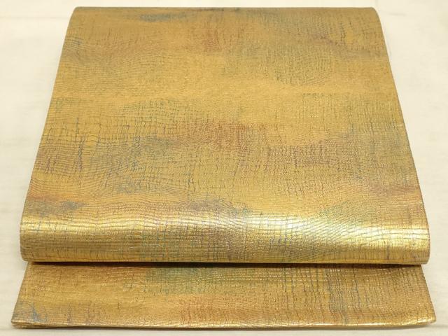 平和屋着物◎六通柄袋帯 霞文 金糸 正絹 逸品 AAAM3752sx
