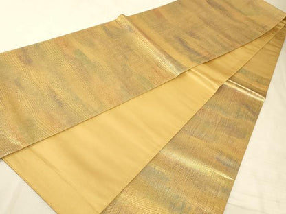 平和屋着物◎六通柄袋帯 霞文 金糸 正絹 逸品 AAAM3752sx