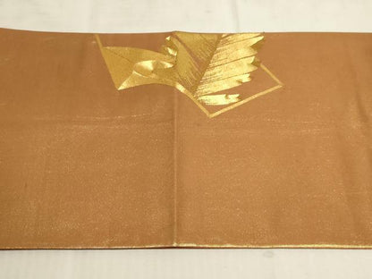 平和屋着物◎太鼓柄袋帯 駒刺繍 地紙松葉文 金糸 正絹 逸品 AAAM3816sx