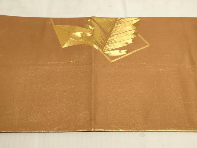 平和屋着物◎太鼓柄袋帯 駒刺繍 地紙松葉文 金糸 正絹 逸品 AAAM3816sx