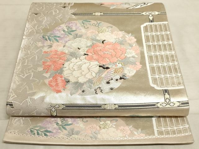平和屋着物◎六通柄袋帯 唐織 花鳥天井文 金銀糸 正絹 逸品 AAAM3818sx