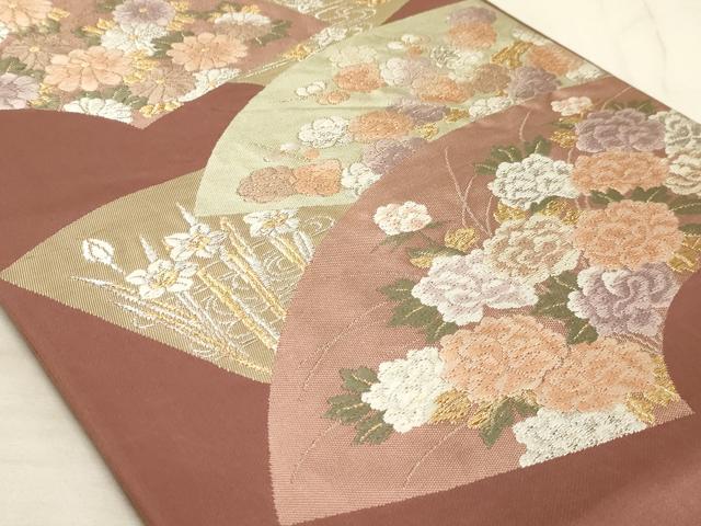 平和屋着物◎六通柄袋帯 唐織 地紙重ね花文 金銀糸 正絹 逸品 AAAM3825sx
