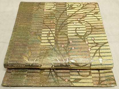 平和屋着物◎六通柄袋帯 花唐草文 金糸 正絹 逸品 AAAM3836sx