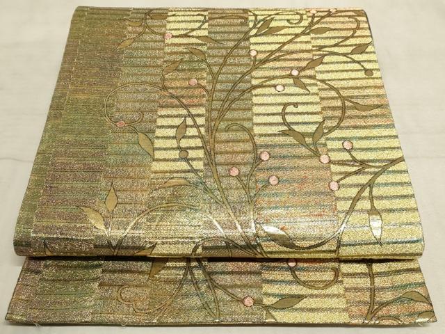 平和屋着物◎六通柄袋帯 花唐草文 金糸 正絹 逸品 AAAM3836sx