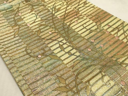 平和屋着物◎六通柄袋帯 花唐草文 金糸 正絹 逸品 AAAM3836sx