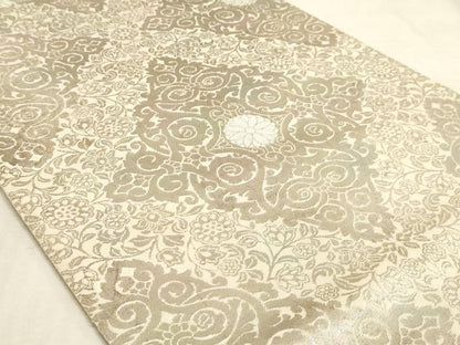 平和屋着物◎六通柄袋帯 花菱文 銀糸 引箔 正絹 逸品 AAAM3838sx