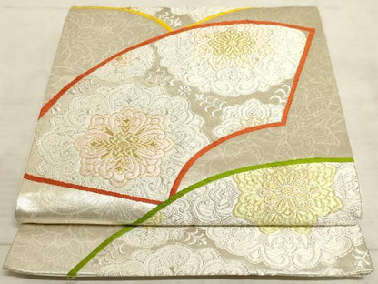 平和屋着物◎六通柄袋帯 唐織 地紙重ね正倉院花文 金銀糸 正絹 逸品 AAAM3845sx