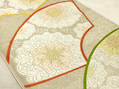 平和屋着物◎六通柄袋帯 唐織 地紙重ね正倉院花文 金銀糸 正絹 逸品 AAAM3845sx