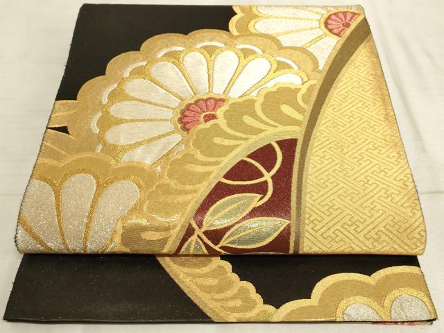 平和屋着物◎六通柄袋帯 菊 金銀糸 正絹 逸品 AAAM3946sx
