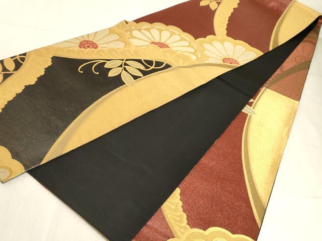 平和屋着物◎六通柄袋帯 菊 金銀糸 正絹 逸品 AAAM3946sx