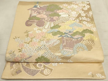 平和屋着物◎伝統工芸士 廣瀬成樹 六通柄袋帯 唐織 雅 金銀糸 正絹 逸品 AAAM3982sx