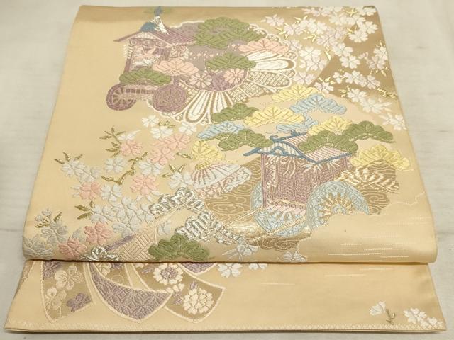 平和屋着物◎伝統工芸士 廣瀬成樹 六通柄袋帯 唐織 雅 金銀糸 正絹 逸品 AAAM3982sx