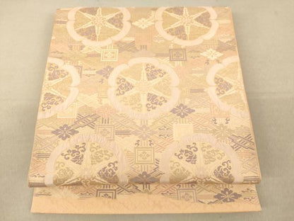 平和屋着物◎六通太鼓柄袋帯 天井源氏車文 正絹 逸品 AAAM5091fw