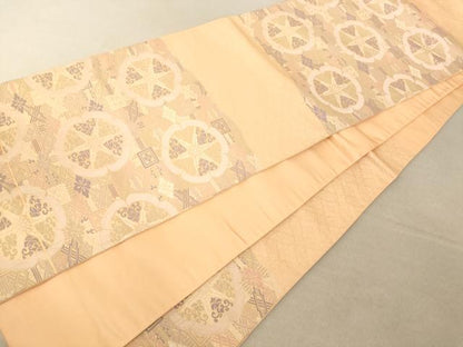 平和屋着物◎六通太鼓柄袋帯 天井源氏車文 正絹 逸品 AAAM5091fw