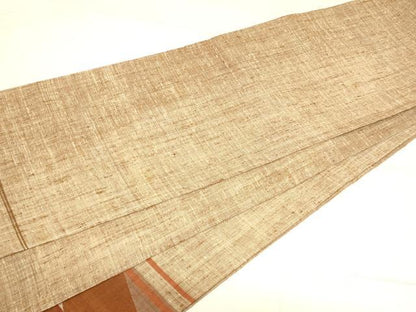 平和屋着物◎太鼓柄袋帯 紬地 横段菱文 正絹 逸品 AAAM5184fw