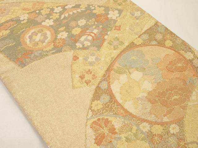 平和屋着物◎佐賀錦　六通柄袋帯　地紙吉祥花丸文　金糸　正絹　逸品　AAAM5246ey