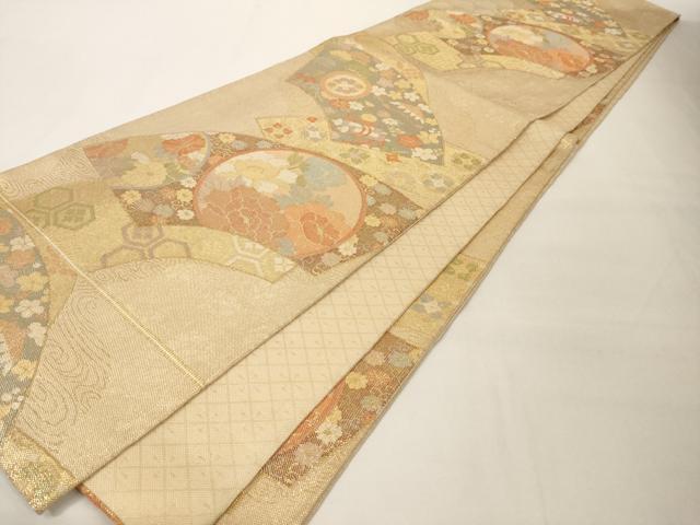 平和屋着物◎佐賀錦　六通柄袋帯　地紙吉祥花丸文　金糸　正絹　逸品　AAAM5246ey