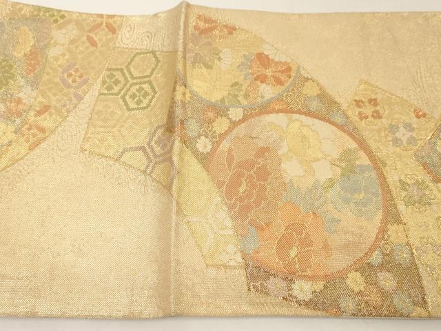 平和屋着物◎佐賀錦　六通柄袋帯　地紙吉祥花丸文　金糸　正絹　逸品　AAAM5246ey