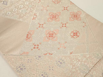 平和屋着物◎六通柄袋帯 正倉院花文 銀糸 正絹 逸品 AAAM5303ey