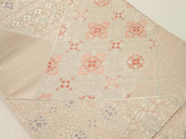 平和屋着物◎六通柄袋帯 正倉院花文 銀糸 正絹 逸品 AAAM5303ey