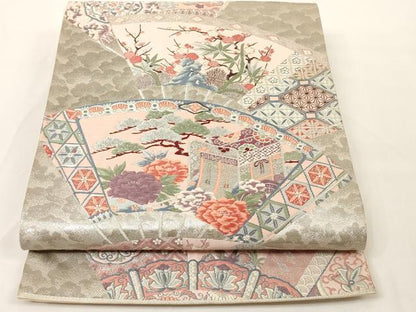 平和屋着物◎六通柄袋帯 唐織 京の四季 プラチナ箔 正絹 逸品 AAAM5306ey