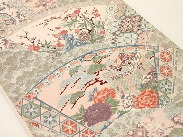 平和屋着物◎六通柄袋帯 唐織 京の四季 プラチナ箔 正絹 逸品 AAAM5306ey