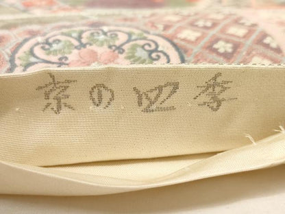 平和屋着物◎六通柄袋帯 唐織 京の四季 プラチナ箔 正絹 逸品 AAAM5306ey