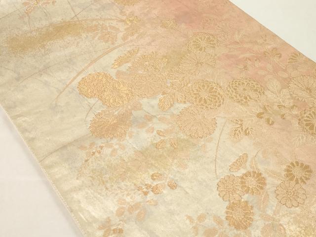 平和屋着物◎六通柄袋帯 蒔絵草花文 金糸 引箔 正絹 逸品 AAAM5342ey