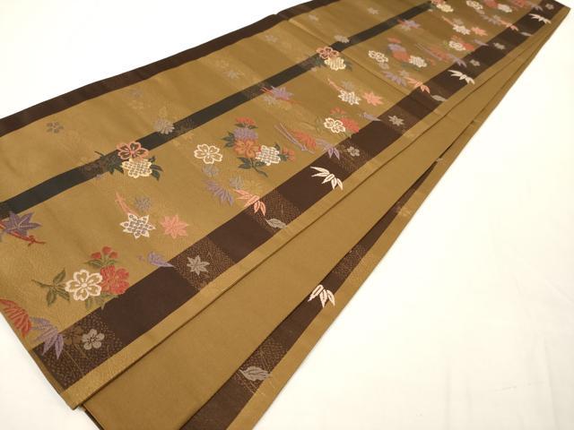 平和屋着物◎六通柄袋帯 花間道 金糸 正絹 逸品 AAAM5353ey
