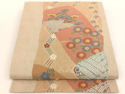 平和屋着物◎六通柄袋帯 唐織 雅趣小袖文様 金銀糸 正絹 逸品 AAAM5404ey