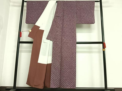 平和屋着物■上質な小紋 絞り 十字 正絹 逸品 AAAM5419oa