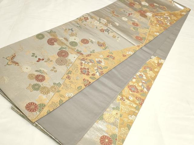 平和屋着物◎六通柄袋帯 松皮菱花蝶文 金銀糸 正絹 逸品 AAAM5666cx