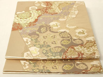 平和屋着物◎六通柄袋帯 名物裂 有栖川文様 金糸 正絹 逸品 AAAM5690cx