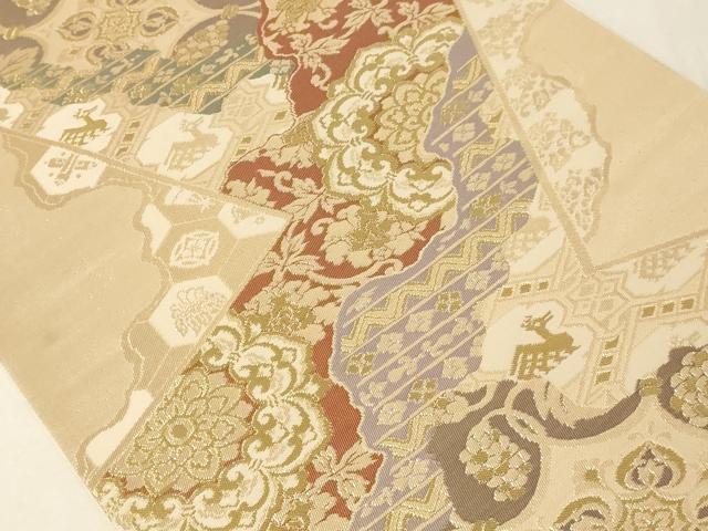 平和屋着物◎六通柄袋帯 名物裂 有栖川文様 金糸 正絹 逸品 AAAM5690cx