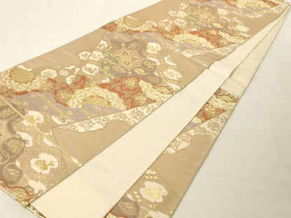 平和屋着物◎六通柄袋帯 名物裂 有栖川文様 金糸 正絹 逸品 AAAM5690cx