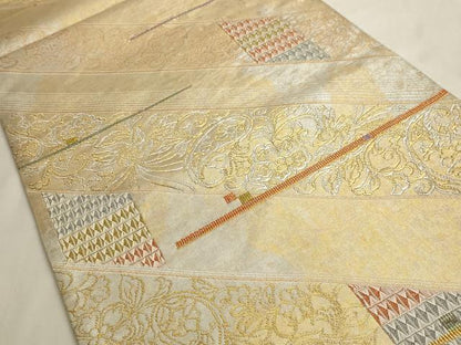 平和屋着物◎六通柄袋帯 花唐草文 金銀糸 引箔 正絹 逸品 AAAM5750cx