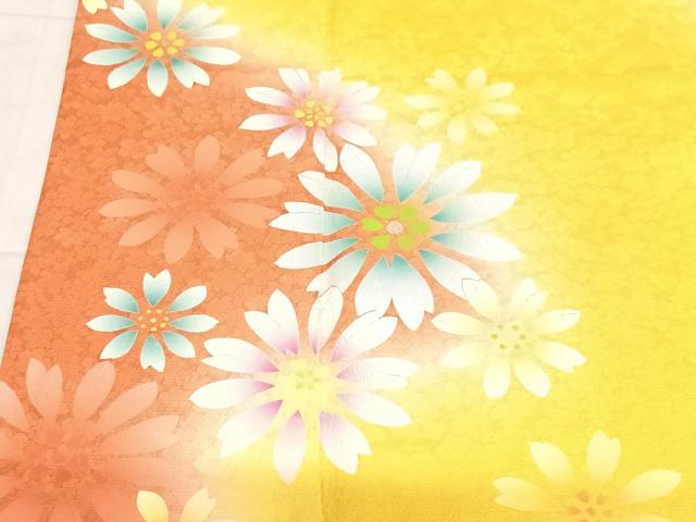 平和屋着物●クレージュ　振袖　舞花文　暈し染め　正絹　逸品　AAAM6004ph