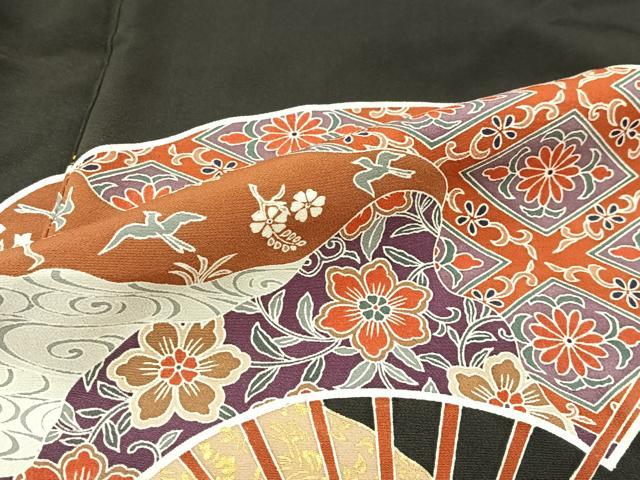 平和屋着物■豪華黒留袖　駒刺繍　扇面花文　金彩　正絹　逸品　AAAM6315sa