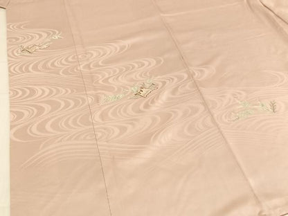 平和屋着物■豪華色留袖 総刺繍 流水花文 正絹 逸品 AAAM6379sa