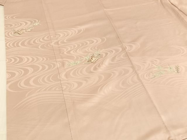 平和屋着物■豪華色留袖 総刺繍 流水花文 正絹 逸品 AAAM6379sa