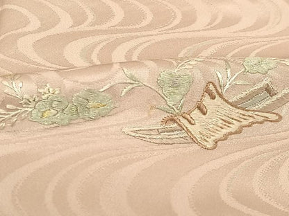 平和屋着物■豪華色留袖 総刺繍 流水花文 正絹 逸品 AAAM6379sa