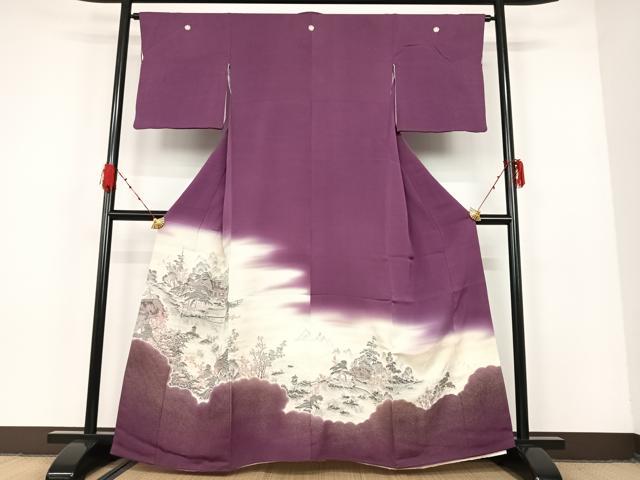 平和屋着物●豪華色留袖 寿光織 風景枝花文 暈し染め 金糸 正絹 逸品 AAAM6801ph