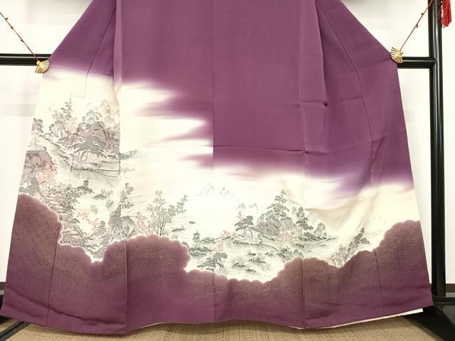平和屋着物●豪華色留袖 寿光織 風景枝花文 暈し染め 金糸 正絹 逸品 AAAM6801ph