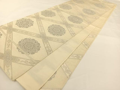 平和屋着物◎六通柄袋帯 正倉院天上花文 銀糸 正絹 逸品 AAAM6935ey