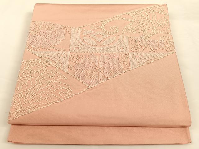 平和屋着物◎太鼓柄袋帯 裂取七宝花文 正絹 逸品 AAAM6944ey